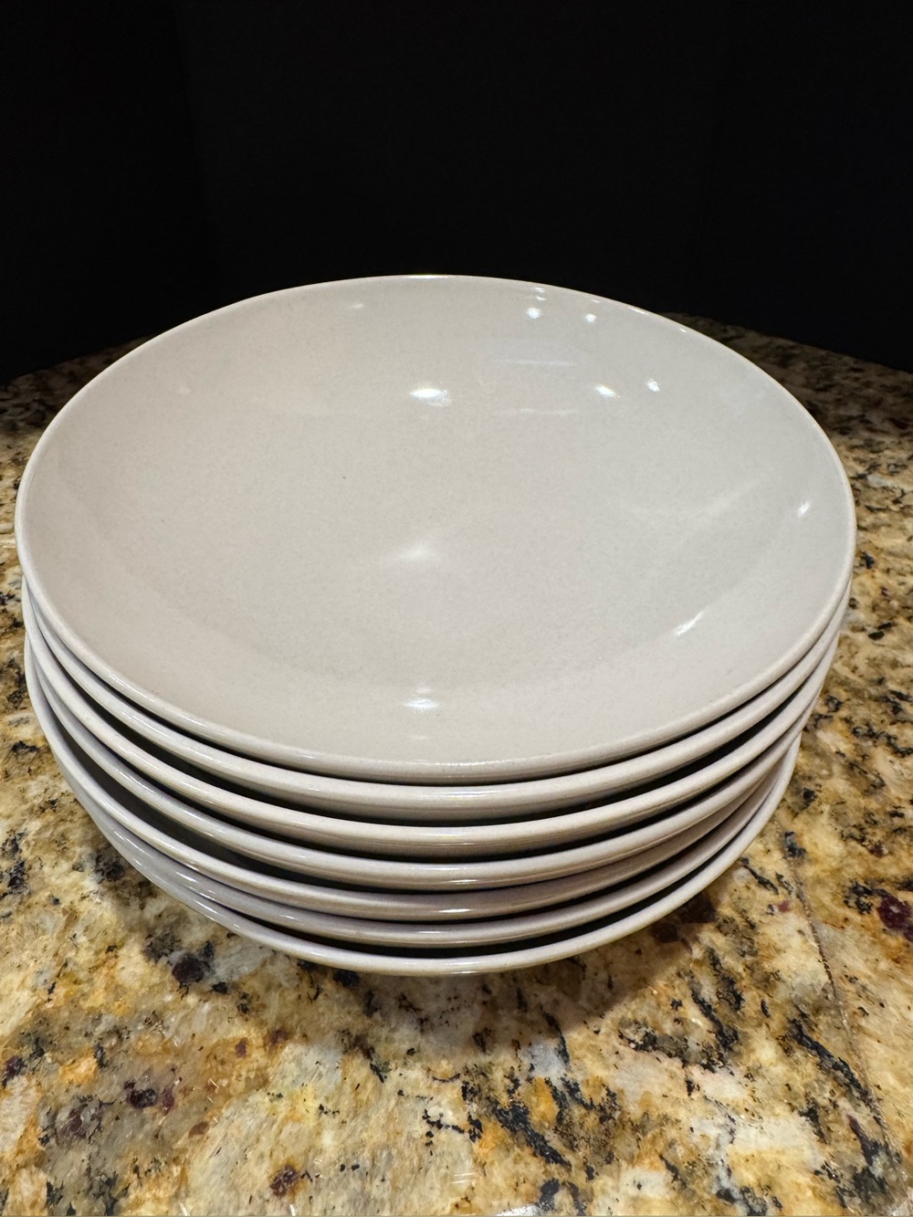 Neutral Stoneware Salad/ Side Bowls Set of 6 minimalist 7.5” diameter : shallow